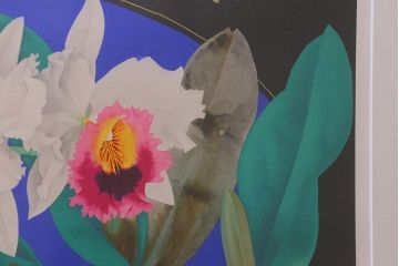 中島千波　「カトレアと虎と馬」　リトグラフ　20/200　印章有　額装(R-042183)