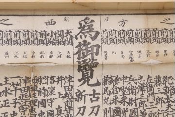 江戸期　嘉永文政　新刀古刀番付　2枚セット(刀剣、武具、大相撲)(R-042185)