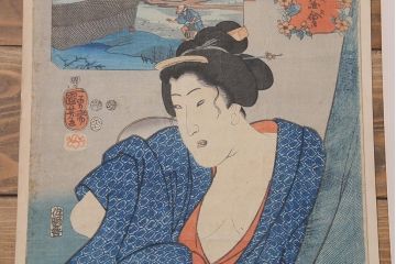 アンティーク雑貨　江戸〜明治　浮世絵　古い版画8枚(豊國、國芳、國周、國網)(R-042186)