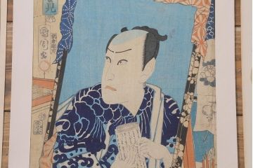 アンティーク雑貨　江戸〜明治　浮世絵　古い版画8枚(豊國、國芳、國周、國網)(R-042186)