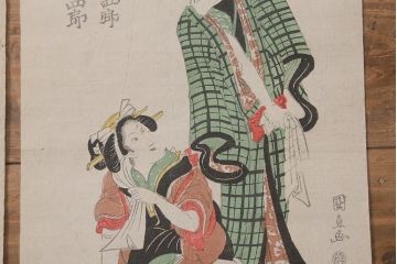 アンティーク雑貨　江戸〜明治　浮世絵　古い版画7枚(豊國、英泉、國安)(R-042188)