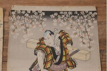 アンティーク雑貨　江戸〜明治　浮世絵　古い版画6枚(豊國、國貞、國芳)(R-042189)