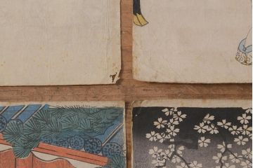 アンティーク雑貨　江戸〜明治　浮世絵　古い版画6枚(豊國、國貞、國芳)(R-042189)