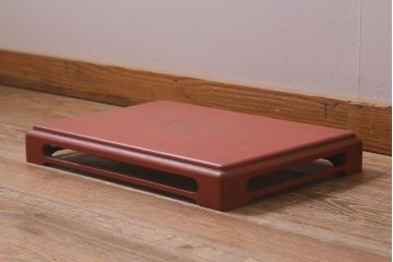 仏教美術　江戸〜明治　古い根来塗花台(飾り台、平卓、仏具)(R-042190)
