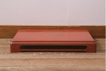 仏教美術　江戸〜明治　古い根来塗花台(飾り台、平卓、仏具)(R-042190)