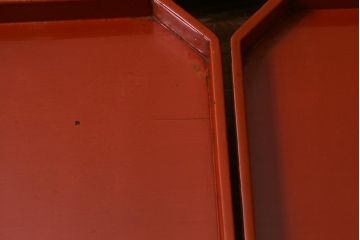 アンティーク雑貨　明治期　共箱　根来塗お膳5客セット(木製漆器、和食器)(R-042191)