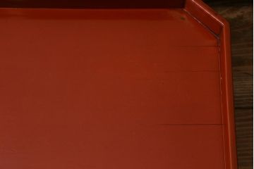 アンティーク雑貨　明治期　共箱　根来塗お膳5客セット(木製漆器、和食器)(R-042191)