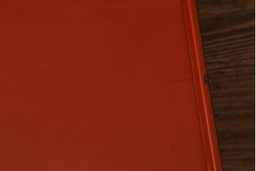 アンティーク雑貨　明治期　共箱　根来塗お膳5客セット(木製漆器、和食器)(R-042192)