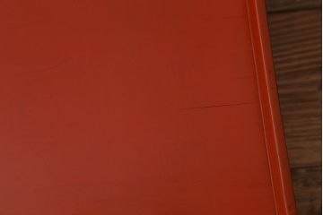 アンティーク雑貨　明治期　共箱　根来塗お膳5客セット(木製漆器、和食器)(R-042192)