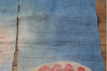 大正昭和初期　古い麻暖簾(のれん、古布)(R-042194)