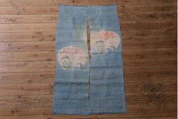 大正昭和初期　古い麻暖簾(のれん、古布)(R-042194)
