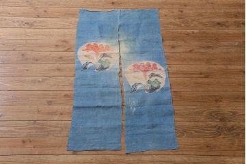 大正昭和初期　古い麻暖簾(のれん、古布)(R-042194)