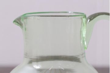 レトロ雑貨　昭和初期　ウランガラス　ピッチャー(水差し、水注、和ガラス)(R-042198)