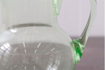 レトロ雑貨　昭和初期　ウランガラス　ピッチャー(水差し、水注、和ガラス)(R-042198)