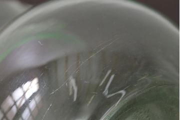 レトロ雑貨　昭和初期　ウランガラス　ピッチャー(水差し、水注、和ガラス)(R-042198)