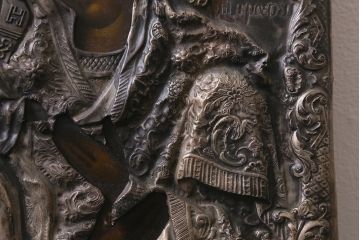 アンティーク雑貨　西洋アンティーク　イコン聖像　マリアとイエスキリスト(宗教美術)(R-042200)