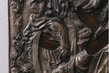 アンティーク雑貨　西洋アンティーク　イコン聖像　マリアとイエスキリスト(宗教美術)(R-042200)