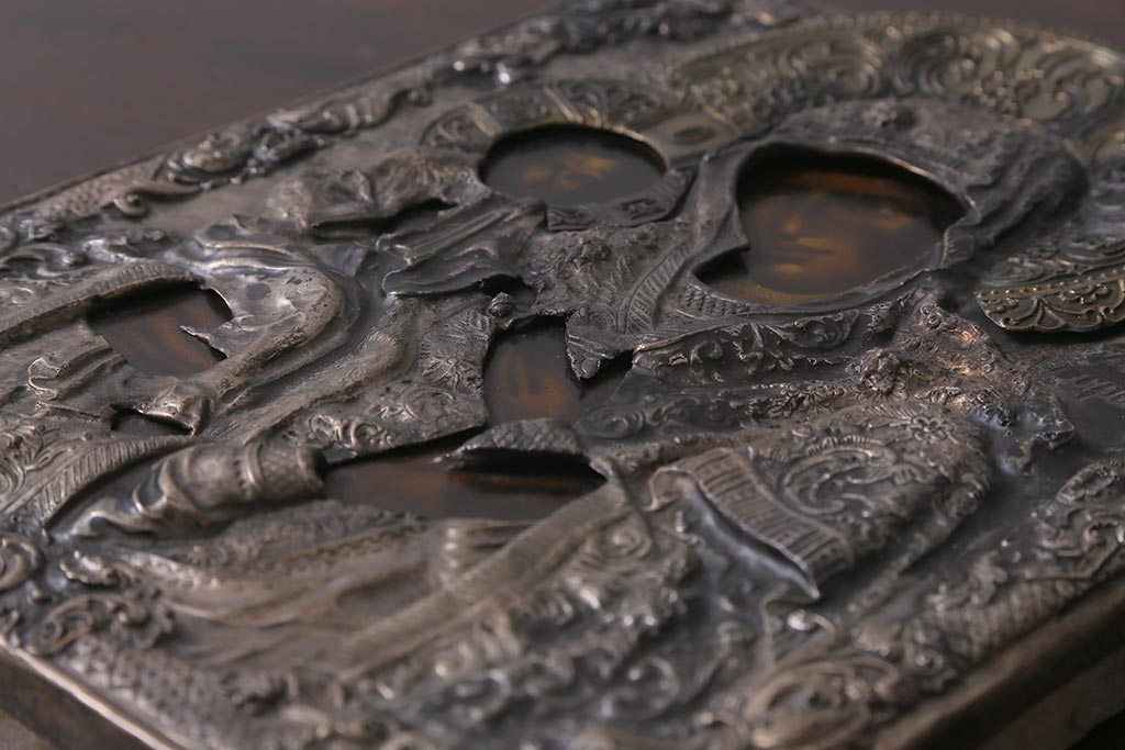 アンティーク雑貨　西洋アンティーク　イコン聖像　マリアとイエスキリスト(宗教美術)(R-042200)