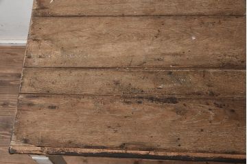 フランスアンティーク　シャビーな質感がお洒落なペイントテーブル(カフェテーブル、机、在宅ワーク、在宅用作業台、ワークデスク)(R-042207)