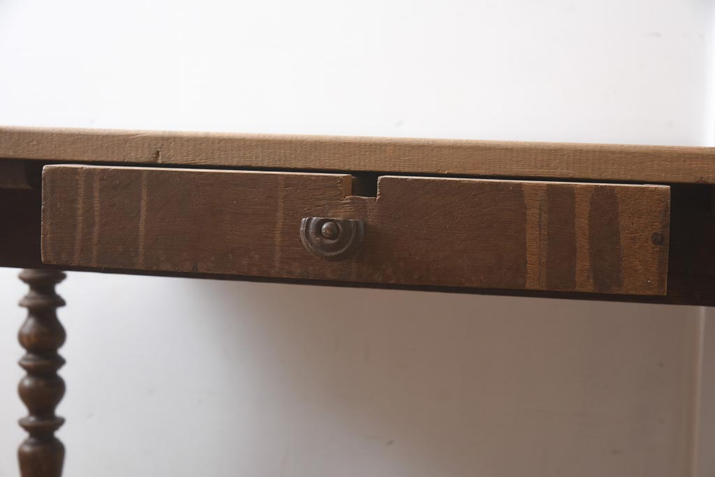 フランスアンティーク　オーク材　珍しいデザインのハイセンスなダイニングテーブル(机、作業台)(R-042208)