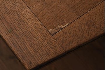 アンティーク家具　イギリスアンティーク　オーク材　存在感あるバルボスレッグのドローリーフテーブル(エクステンションテーブル、ダイニングテーブル)(R-042214)