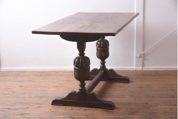 アンティーク家具　イギリスアンティーク　オーク材　バルボスレッグのダイニングテーブル(R-042215)