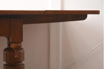 アンティーク家具　イギリスアンティーク　シンプルなバルボスレッグのドローリーフテーブル(エクステンションテーブル、ダイニングテーブル)(R-042216)