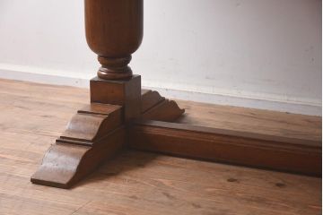 アンティーク家具　イギリスアンティーク　シンプルなバルボスレッグのドローリーフテーブル(エクステンションテーブル、ダイニングテーブル)(R-042216)