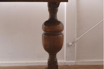 アンティーク家具　イギリスアンティーク　オーク材　丸みのあるバルボスレッグが魅力的なドローリーフテーブル(エクステンションテーブル、ダイニングテーブル)(R-042217)