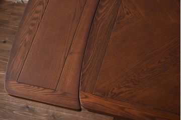 アンティーク家具　イギリスアンティーク　オーク材　バルボスレッグ　パーケット天板のドローリーフテーブル(エクステンションテーブル、ダイニングテーブル)(R-042218)