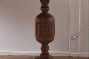 アンティーク家具　イギリスアンティーク　オーク材　バルボスレッグ　パーケット天板のドローリーフテーブル(エクステンションテーブル、ダイニングテーブル)(R-042218)