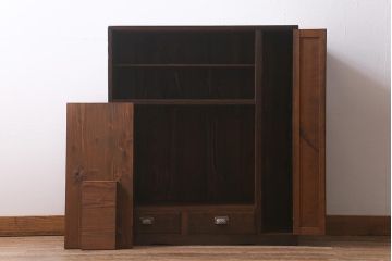 和製アンティーク　昭和初期　引き出し付き!レトロなデザインのアンティーク下駄箱(収納棚、戸棚)(R-042220)