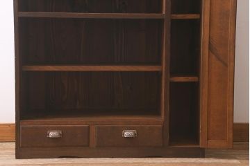 和製アンティーク　昭和初期　引き出し付き!レトロなデザインのアンティーク下駄箱(収納棚、戸棚)(R-042220)