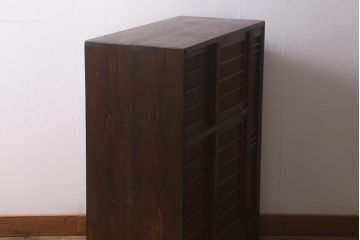 和製アンティーク　昭和初期　引き出し付き!レトロなデザインのアンティーク下駄箱(収納棚、戸棚)(R-042220)