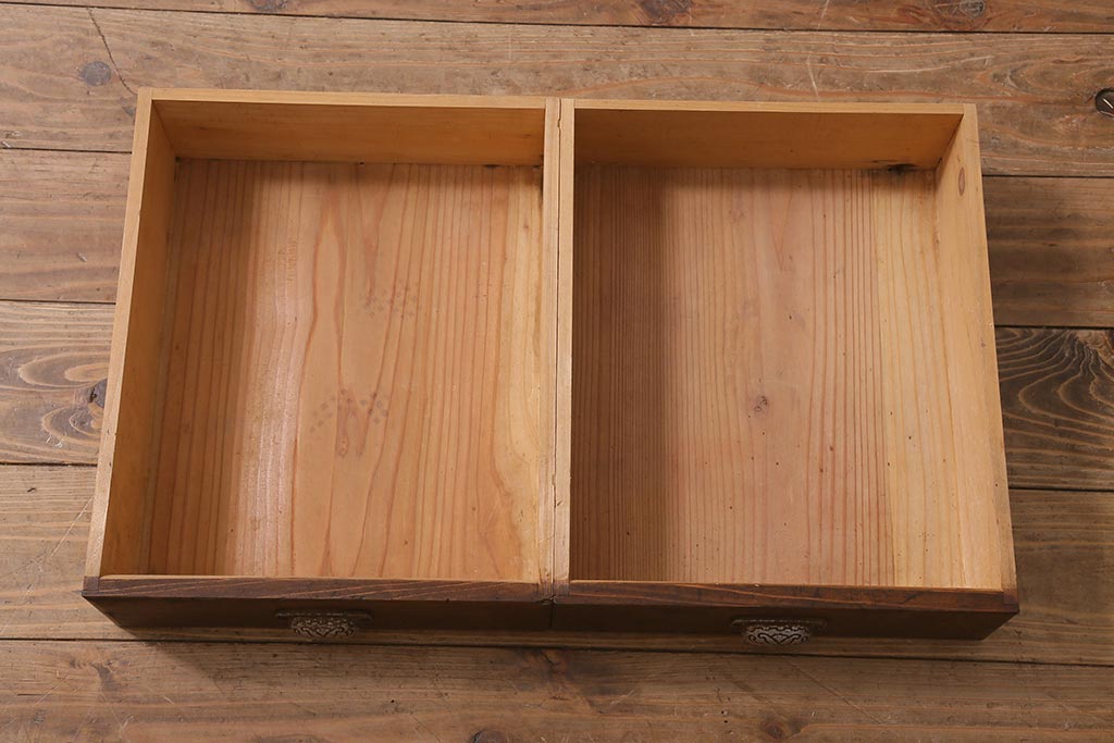 和製アンティーク　昭和初期　引き出し付き!レトロなデザインのアンティーク下駄箱(収納棚、戸棚)(R-042220)