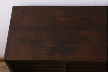 和製アンティーク　昭和初期　引き出し付き!レトロなデザインのアンティーク下駄箱(収納棚、戸棚)(R-042220)