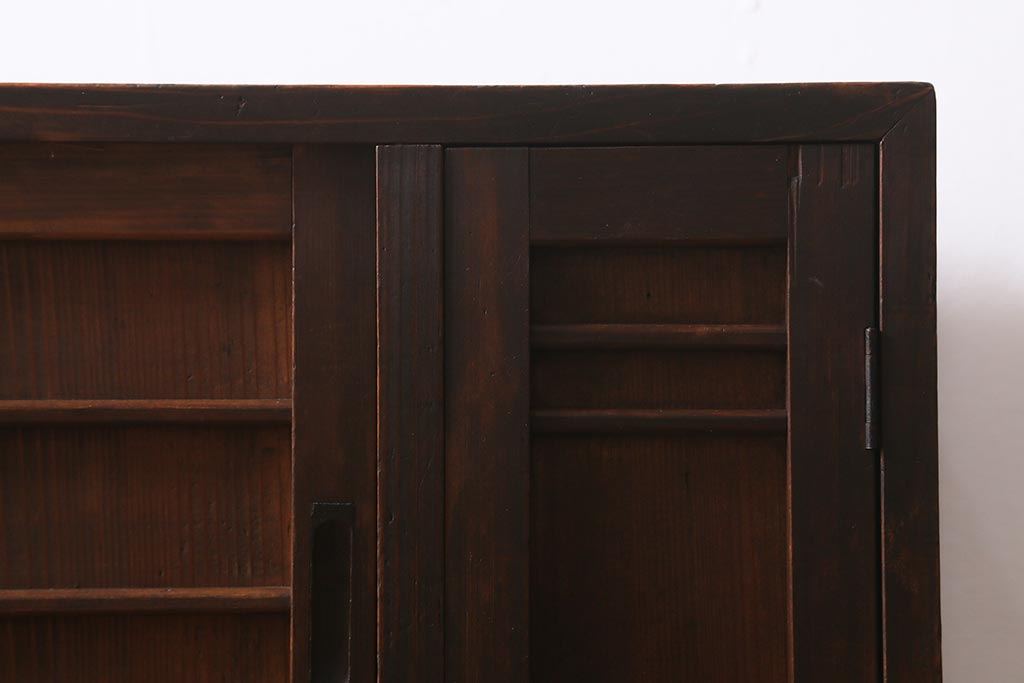 和製アンティーク　昭和初期　引き出し付き!レトロなデザインのアンティーク下駄箱(収納棚、戸棚)(R-042220)