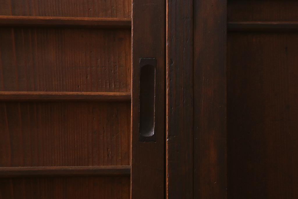 和製アンティーク　昭和初期　引き出し付き!レトロなデザインのアンティーク下駄箱(収納棚、戸棚)(R-042220)