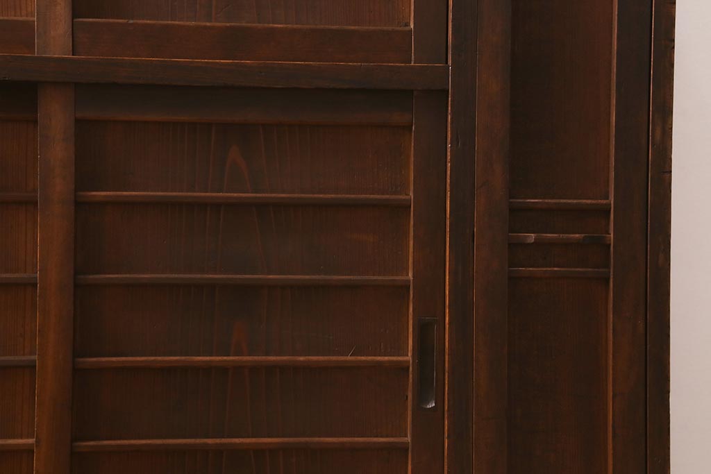 和製アンティーク　昭和初期　引き出し付き!レトロなデザインのアンティーク下駄箱(収納棚、戸棚)(R-042220)