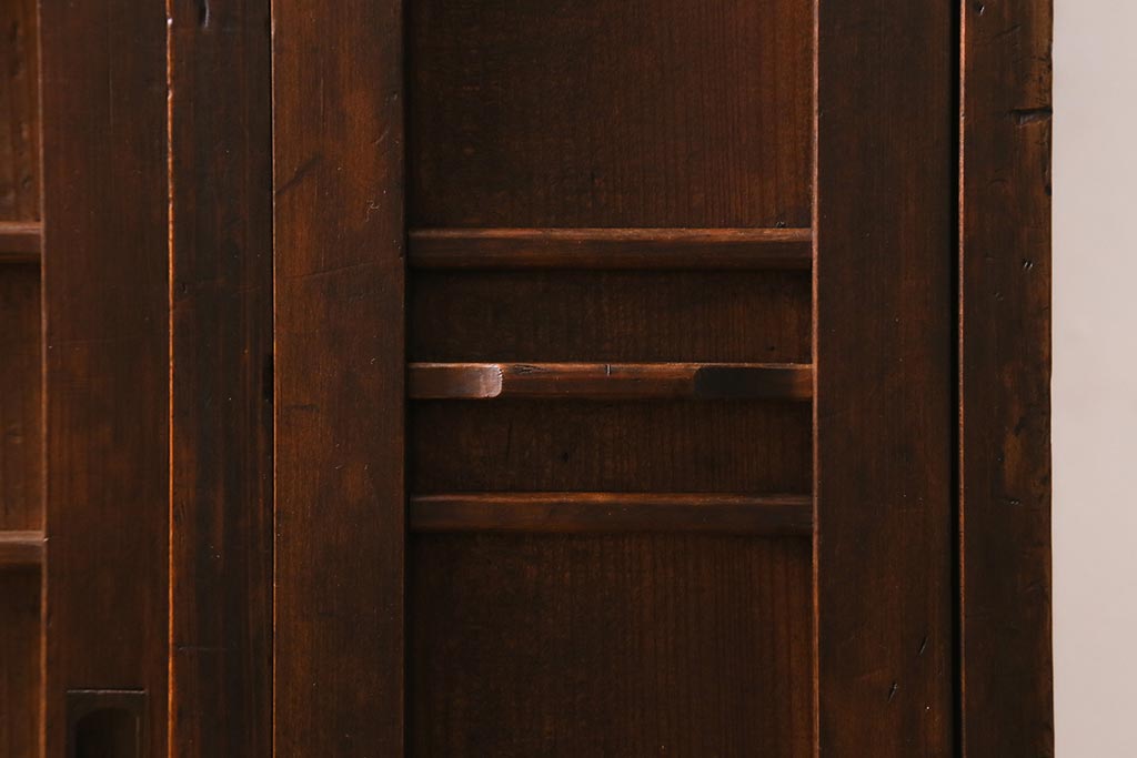 和製アンティーク　昭和初期　引き出し付き!レトロなデザインのアンティーク下駄箱(収納棚、戸棚)(R-042220)