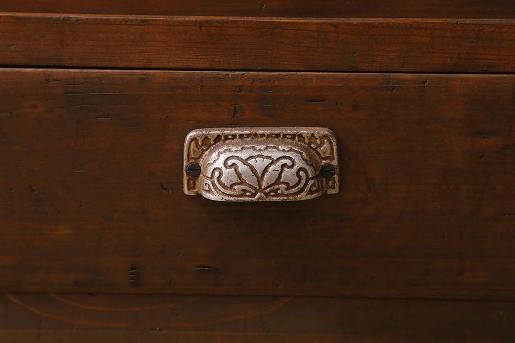 和製アンティーク　昭和初期　引き出し付き!レトロなデザインのアンティーク下駄箱(収納棚、戸棚)(R-042220)