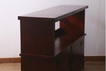 中古　伝統民芸　岩谷堂箪笥　重厚な和の雰囲気漂う飾り棚付きサイドボード(収納箪笥)(R-042225)