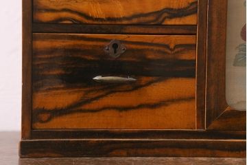 和製アンティーク　昭和初期　華やかな花の絵が印象的な小引き出し(小物収納)(R-042229)