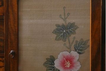 和製アンティーク　昭和初期　華やかな花の絵が印象的な小引き出し(小物収納)(R-042229)
