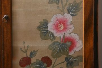 和製アンティーク　昭和初期　華やかな花の絵が印象的な小引き出し(小物収納)(R-042229)