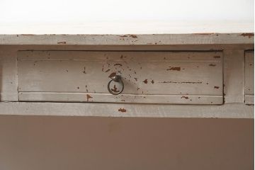 中古　アンティーク風　擦れたペイントがおしゃれなカウンターテーブル(作業台)(R-042230)