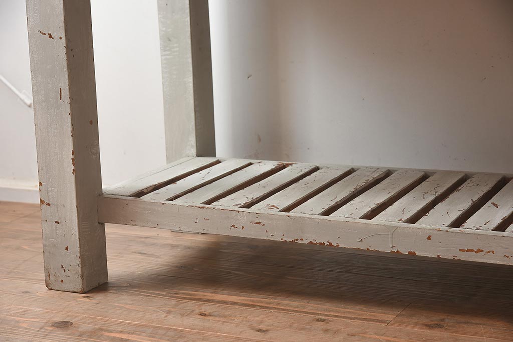 中古　アンティーク風　擦れたペイントがおしゃれなカウンターテーブル(作業台)(R-042230)