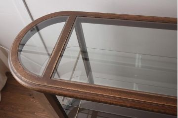 ヴィンテージ家具　特注品!　オーク材使用のオーバルガラスケース(Rガラス、陳列棚、ショーケース、飾り棚、ビンテージ、曲げガラス)(R-042235)
