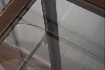 ヴィンテージ家具　特注品!　オーク材使用のオーバルガラスケース(Rガラス、陳列棚、ショーケース、飾り棚、ビンテージ、曲げガラス)(R-042235)