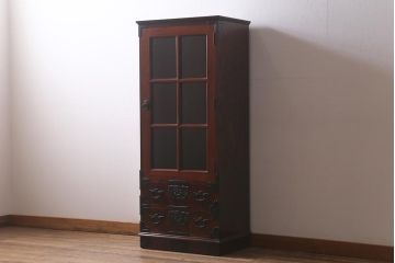 【S様御決済用】中古　伝統工芸　岩谷堂箪笥　菊幸　スリムで便利なリビングボード(収納棚、キャビネット)(定価約32万円)(R-042245)